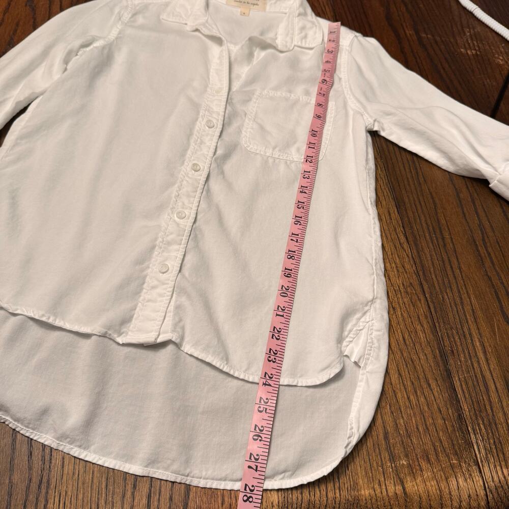 Cloth & Stone White Button Down Shirt Small Lightweight Roll Tab Long Sleeve - Picture 7 of 8